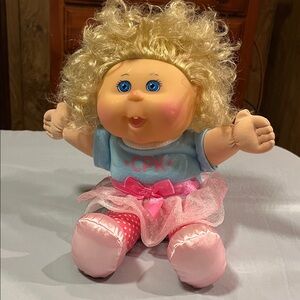 CPK Cabbage Patch Kids Doll Curly Blonde Hair with Blue Eyes Teeth Soft Body